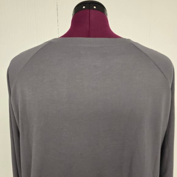 Women's Ruby Rd Gray Mixed Media Long Sleeve Crochet Front Blouse | Size Large - Picture 7 of 11